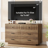 IBF Farmhouse Dresser for Bedroom Modern 6 Drawer Dresser Fluted Chest of Drawers Large Wood Closet Dressers with Anti-Tipping Design for Bedroom, Living Room, Hallway, Entryway, Nursery, Rustic Oak IBF