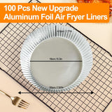 100 PCS Aluminum Foil Air Fryer Liners, Non-stick Air Fryer Disposable Paper Liner, Oil-proof Water-proof Air Fryer Sheets, Food Grade Aluminum Foil for Baking, Frying, Grilling, Roasting Microwave Tonmom