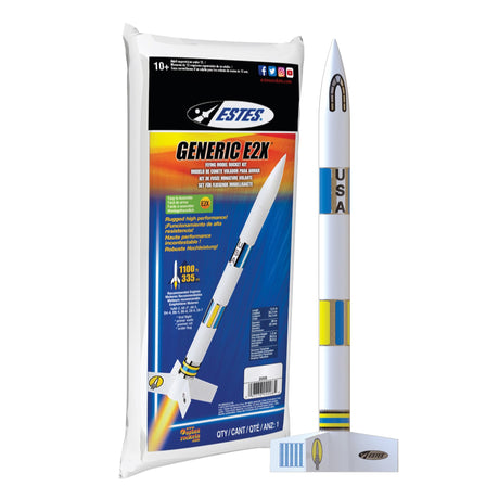 Estes 2008 Generic E2X Rocket-Building Kit, Beginner Customizable Flying-Rocket-Model Kit for Ages 10+ Estes