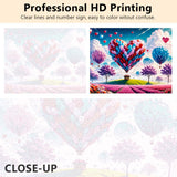 Romantic Paint by Numbers Kit for Adults Heart-Shaped Balloon and Pink Clouds and Flower Fields Paint by Number with Brushes and Pigment, Tarot Banner Oil Painting, 16x20 Inch TUMOVO