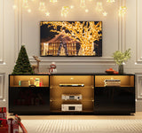 Uspeedy TV Stand,High Glossy LED TV Stand for 55 inch TV Stand,Modern TV Entertainment Center with Adjustable Storage Shelf,TV Console Table with RGB LED 20 Color Lighting(47IN Black) Uspeedy