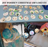 FCDECOR 100PCS Christmas Wooden Ornaments Unfinished, DIY Christmas Crafts for Kids, Wood Slices DIY Crafts Supplies for Girls Adults, Christmas Ornaments Holiday Decoration FCDECOR