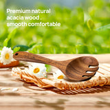 TANAAB Kitchen Wooden Spoons Utensils Set for Cooking, 5 Piece Acacia Wood Spoon Cooking Utensils Apartment Essentials Wooden Turner Spoon Spatula Kitchen Set for Nonstick Cookware (5-pieces-set) TANAAB