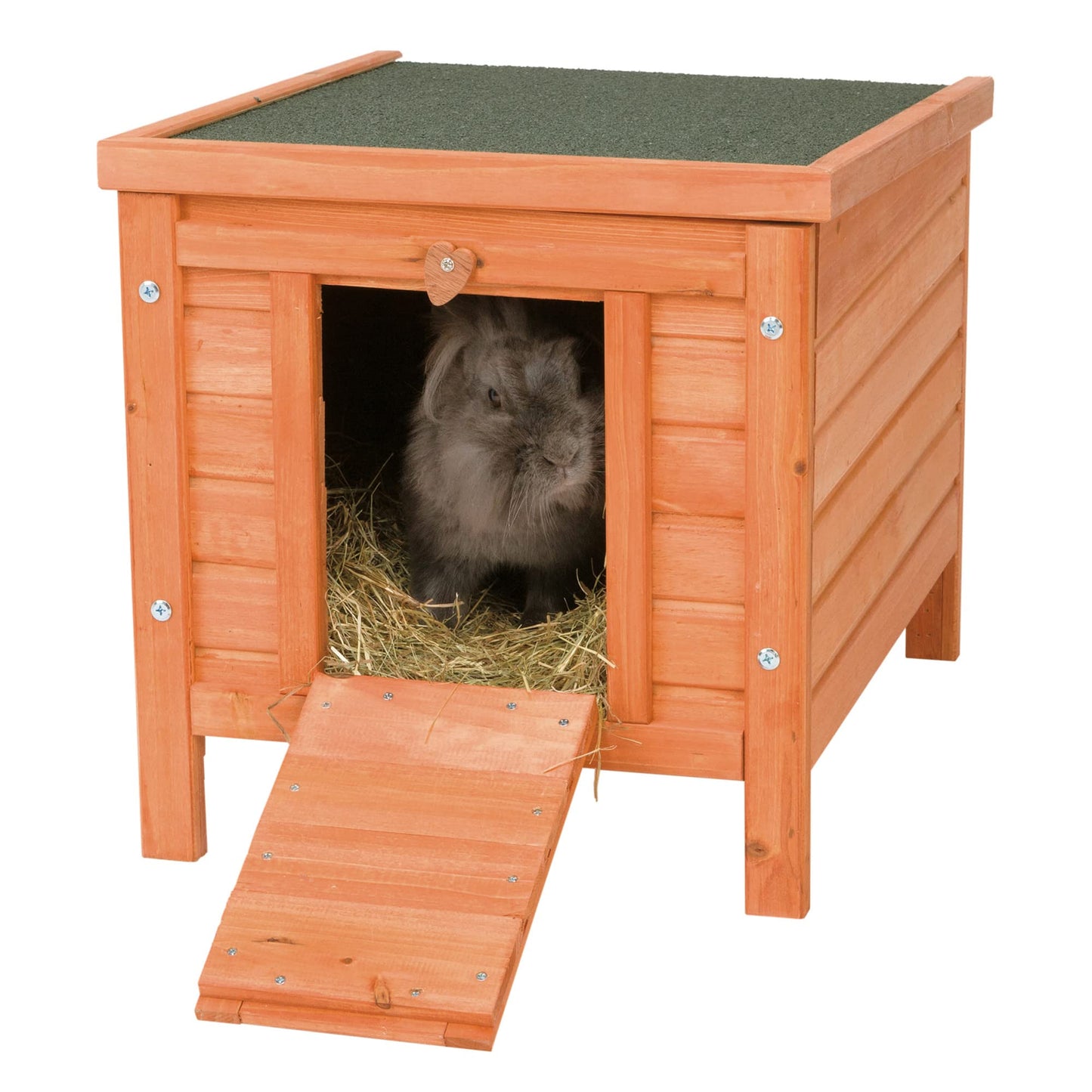 TRIXIE Small Pet House, Wooden Outdoor Shelter, Weatherproof Pet Home, Ideal for Cats, Rabbits, Bunnies, Guinea Pigs, Brown - WoodArtSupply