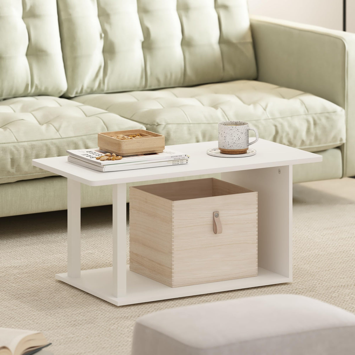 Furinno Basic Home Living Coffee Table, White/White Furinno