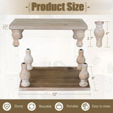 MAONAME Decorative Wooden Display Riser, Farmhouse Wood Pedestal Stand for Display, Rustic Washed White Tray Riser for Kitchen, Home Table Decor, Short and Tall Footed MAONAME