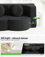 HANXIN Futon Twin Size Sofa Bed, 76 Inch Boneless Couch for Living Room, Floor Loveseat Sleeper with Pull Out Bed, 2-in-1 Folding Convertible Couch Bed for Small Space, Bedroom (Black) HANXIN