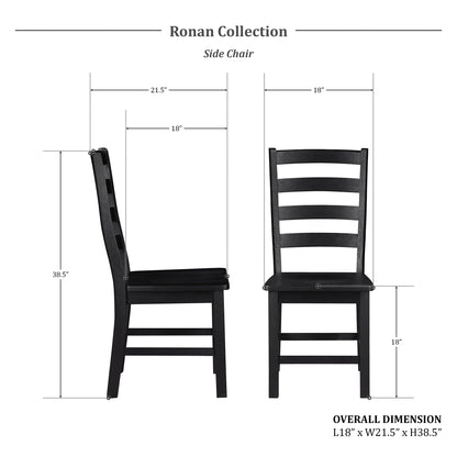 Lexicon Dining Chairs Set of 2, Dining Chairs with Solid Wood Legs and Footrest, High Ladder Back Farmhouse Dining Chairs, Wooden Dining Room Chairs, Black - WoodArtSupply