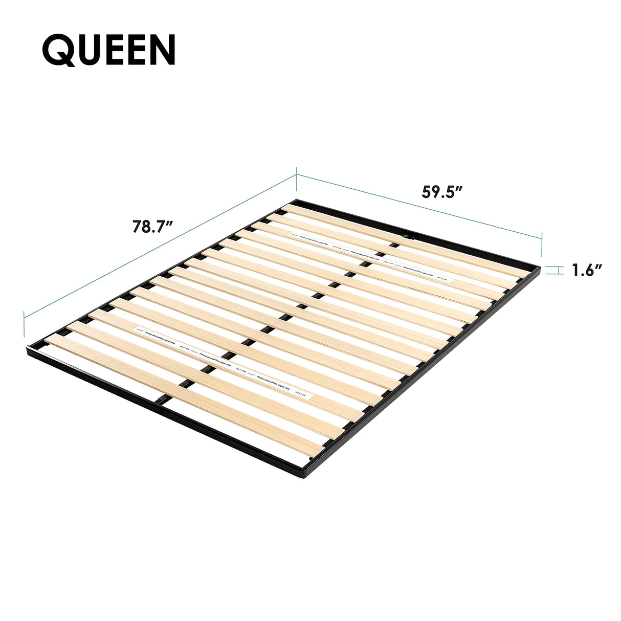 Mellow Metal Wood Slats Bunkie Board, Queen, Black Mellow