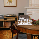 Wooden Merry Christmas Tabletop Decor, Elegant Merry Christmas Wood Cutout with Glitter, Wooden Christmas Table Sign, Christmas Centerpiece for Xmas Party Decor for Table Tiered Tray Mantel (White) IDATOO