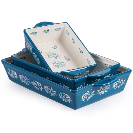 Wisenvoy Baking Dish Ceramic Lasagna Pan Casserole Dish 3-Piece Bakeware Sets Baking Dishes Baking Set Baking Dish Set Wisenvoy