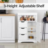 ZENY Modern White Wooden Bathroom Floor Cabinet with Adjustable Shelves and 3 Drawers ZENY