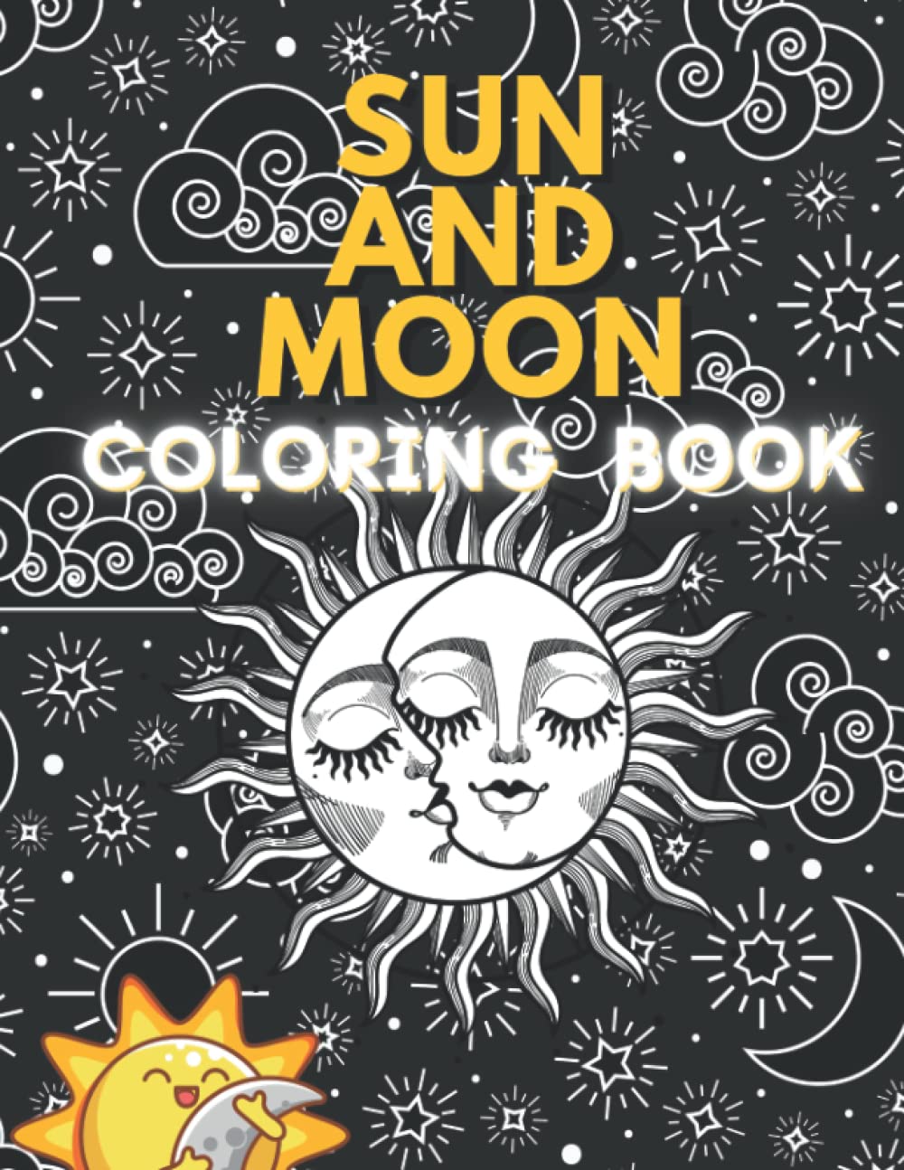 Sun and Moon Coloring Book: Sun and Moon Celestial Pages - Beautiful sun and moon symbols coloring book for adults Majosta
