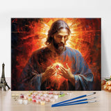 Jesus Paint by Numbers Kit for Adults, Jesus God DIY Paint by Numbers, Sacred Heart of The Lord Painting Acrylic Paint Crafts for Home Decoration 16x20 Inch Rebotipy