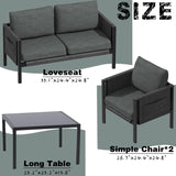 CATMIX Outdoor Patio Furniture, Aluminum Patio Furniture Conversation Set Metal Cushions Couch Outdoor Sectional Balcony Sofa Balcony Outside Chairs Porch CATMIX