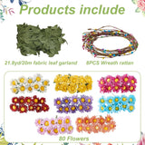 FREEBLOSS 8 Set Flower Crowns DIY Kit Daisy Flower Crown DIY Flower Crowns Headband Making Kit Handmade Floral Hair Accessories for Wedding Birthday Fairy Party Favors DIY Arts and Crafts FREEBLOSS