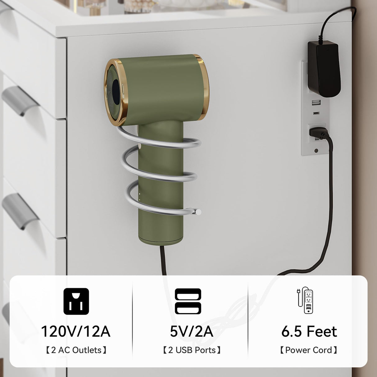 YITAHOME Vanity Set, Makeup Vanity Desk with Adjustable LED Mirror, Power Outlets, 10 Drawers, Magnifying Glass, Tempered Glass Top, Hairdryer Holder, Stool for Bathroom, Makeup Room YITAHOME