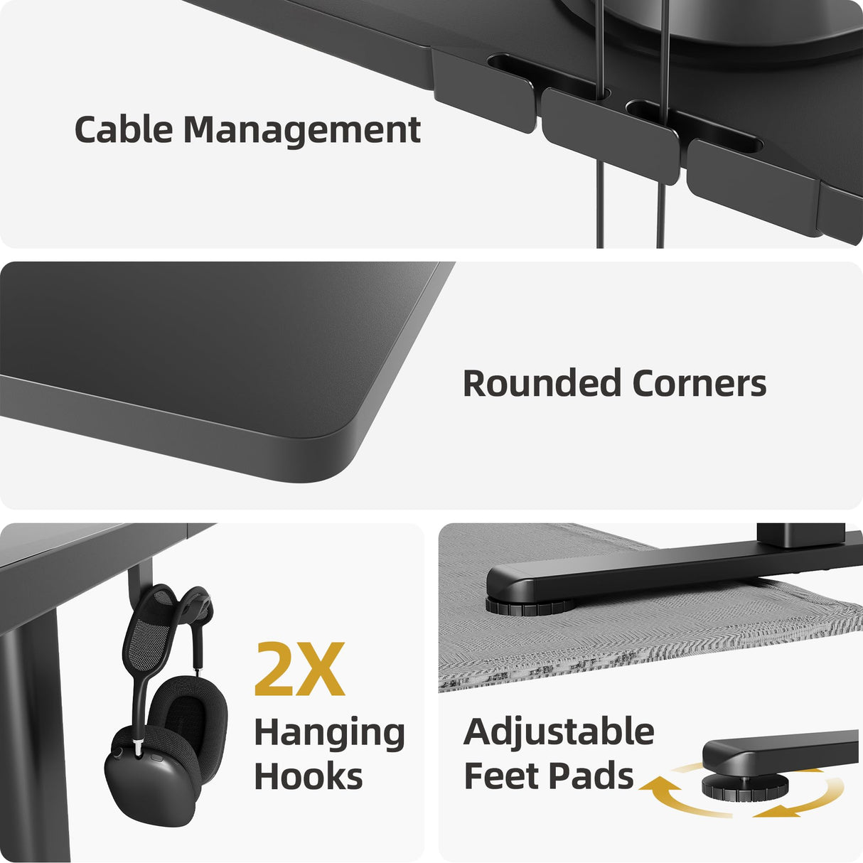 INNOVAR 48" Electric Standing Desk, Memory Controller Height Adjustment, Modern Ergonomic Sit Stand Up Desk Workstation with Rising Work Table for Home Office, Work & Gaming, Black INNOVAR