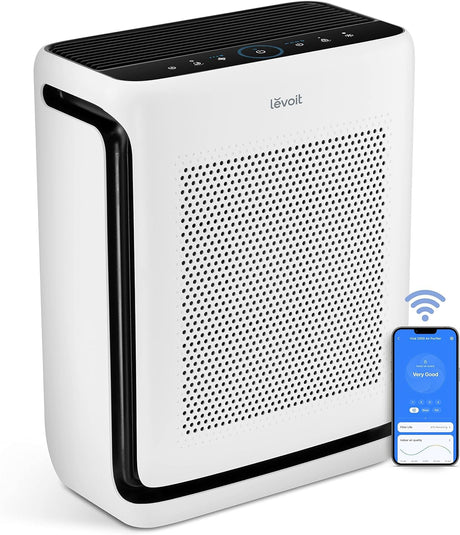 LEVOIT Air Purifiers for Home Large Room Up to 1800 Ft² in 1 Hr with Washable Pre-Filter, Air Quality Monitor, Smart WiFi, HEPA Sleep Mode for Allergies, Pet Hair in Bedroom, Vital 200S-P, White LEVOIT