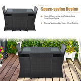 COSTWAY 3PCS Patio Rattan Furniture Set Cushion Sofa Armrest Garden Deck Gray COSTWAY