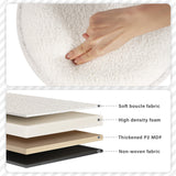 PINPLUS Round Storage Ottoman Boucle Ottoman with Tray, Teddy Velvet Footstool Ottoman Cube for Living Room, Bedroom, Dorm 13.4"x13.4"x15" (White) PINPLUS