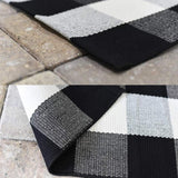 MUBIN Cotton Buffalo Plaid Rug 27.5 x 43 Inches Black and White Check Rugs Hand-Woven Indoor or Outdoor Rugs for Layered Door Mats Washable Carpet for Front Porch, Kitchen, Farmhouse, Entryway MUBIN