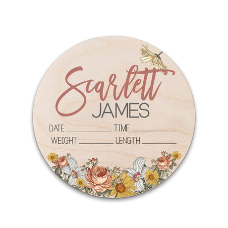 Birth Stat Sign Personalized for Newborn Baby, Scarlett James Design, Crib & Nursery Decor, Photography Prop, Baby Shower Gifts, Gender Reveal, Hickory Hollow Designs