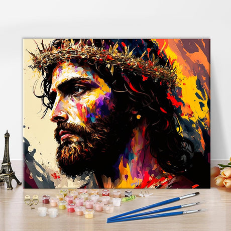 TUMOVO God Paint by Number for Adults,Jesus Oil Painting for Kids Jesus Portrait Abstract Painting Paint by Number Kits Acrylic Paint,Drawing Paintwork with Paintbrushes Home Decor16x20 inch TUMOVO