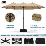 ABCCANOPY 15FT Double-Sided Aluminum Table Patio Umbrella Garden Large Umbrella,Swimming Pool 12+Colors,Khaki ABCCANOPY