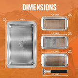 Yukon Glory™ BBQ 'N SERVE Grill Basket Set - Includes 3 Grilling Baskets a Serving Tray & Clip-on Handle - "Patented Grill-to-Table Design" Perfect For Grilling Fish Veggies & Meats Yukon Glory