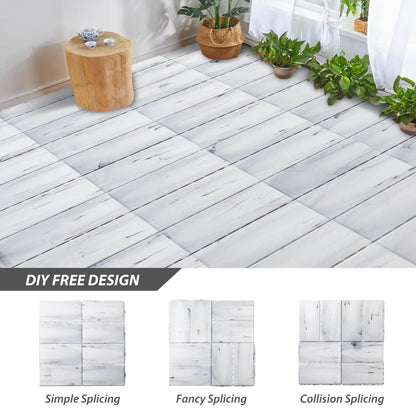 Candockway Plastic Interlocking Deck Tiles, 27 Pack Outdoor Flooring Waterproof Pavers for Patio Garden Porch Yard, All Weather Use, Marble Grain, White