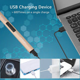 MEIRUBY Lighter Electric Candle Lighter Long Electronic Rechargeable USB Lighter Arc Windproof Flameless Lighters for Candle Camping BBQ Birthday Women's Day Gifts for Women Mom Wife Men, Gold MEIRUBY