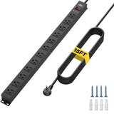 CRST 12-Outlet Long Power Strip with 15FT Cord, 2100 Joules Heavy Duty Surge Protector Mountable Power Strip, Wide Spaced Outlets for Industrial Garage Commercial(15A/1875W) CRST