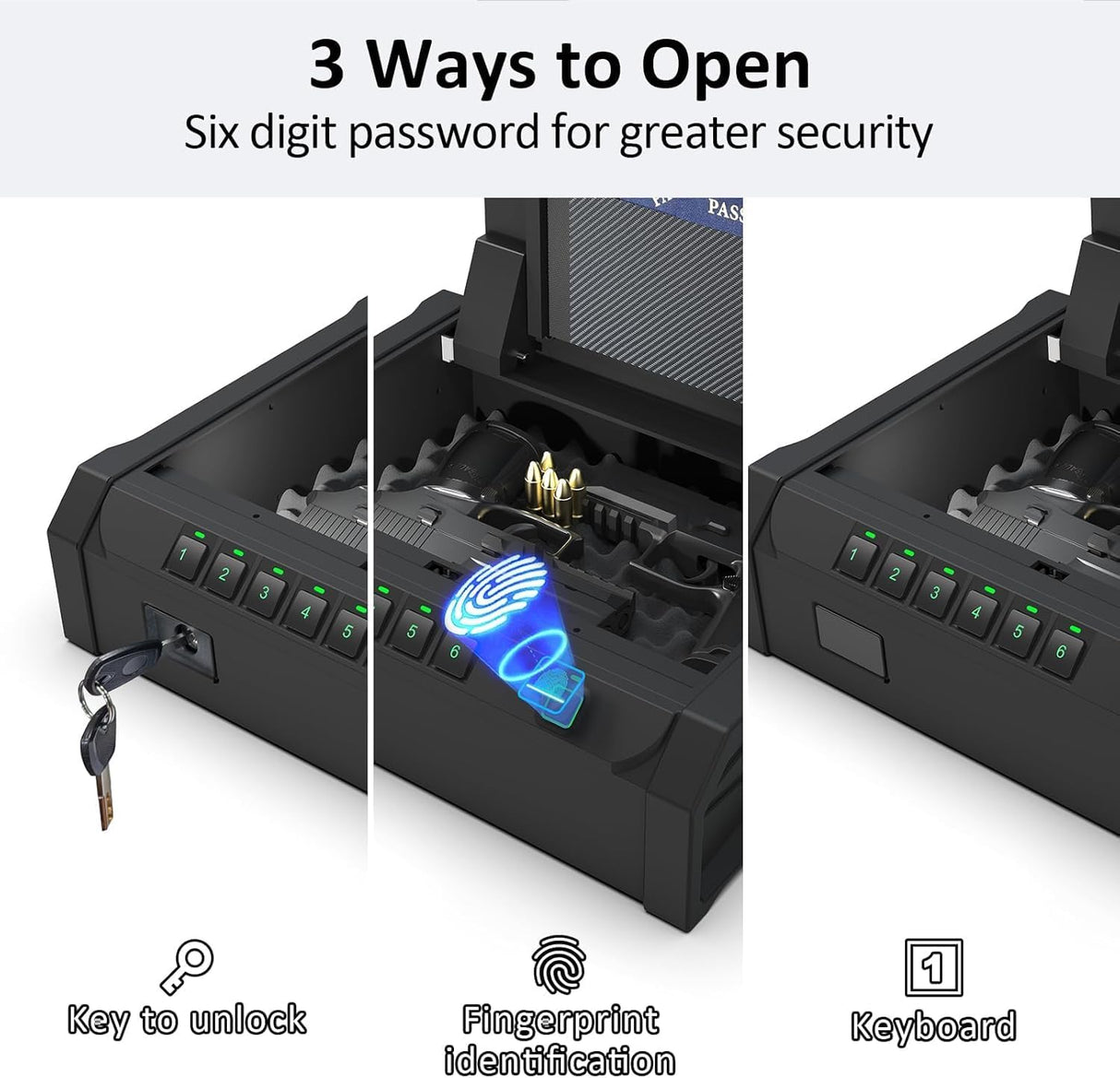 PATRON [ 25% Larger Capacity ] Gun Safe for Pistols, Biometric Handgun Safe Box, Mounted Handgun Safe Quick Access Security Safe with Fingerprint Keypad Lock for Home nightstand PATRON