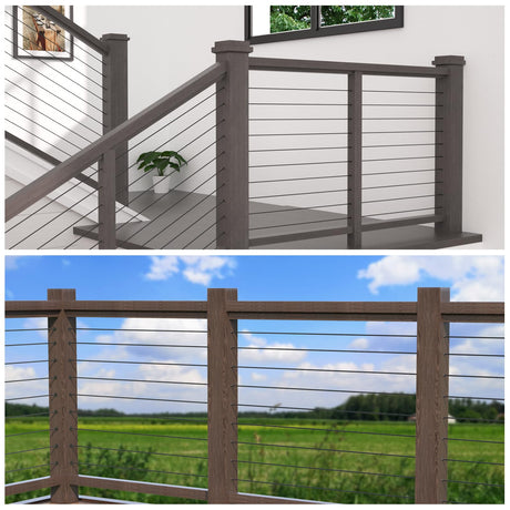 Muzata 100 Pack 1/8" Black Cable Railing Protector Sleeves T316 Stainless Steel Protective Sleeves Deck Cable Railing Hardware Kit for Wood Posts CR13 Muzata