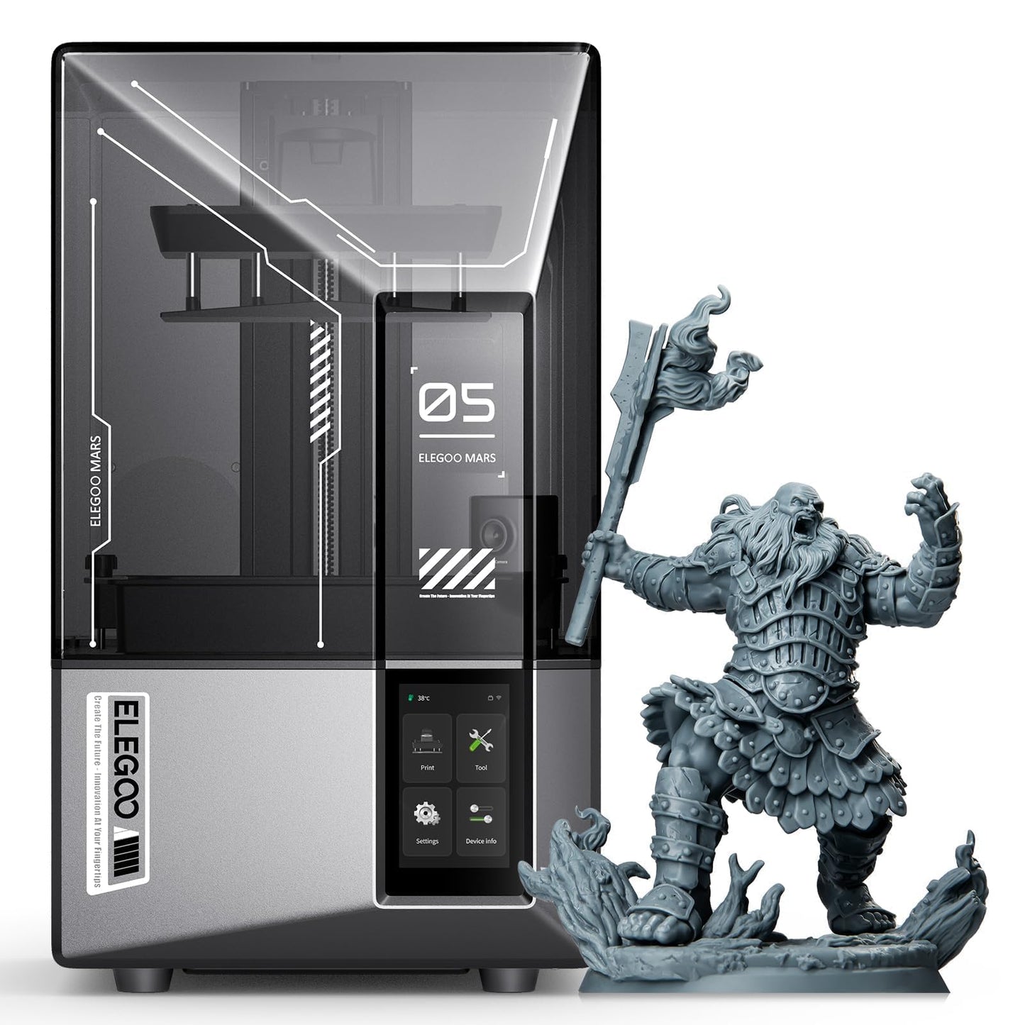 ELEGOO Mars 5 Ultra 9K Resin 3D Printer, 150mm/h High Speed Printing, Smart Automatic Leveling, Intelligent Detection, WiFi-Transfer, Printing Size of 6.04 x 3.06 x 6.49 inch - WoodArtSupply