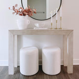 Get Set Style Modern Round Ottoman with Soft Padded Seat, Multifunctional Vanity Chairs for Makeup, Upholstered Footrest Stool Ottoman Foot Stool for Living Room, Bedroom, boucle, White Get Set Style