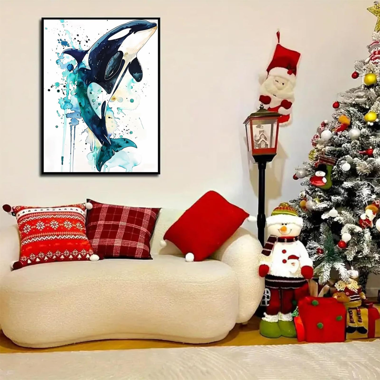 Diamond Painting for Adults 5D Whale Jumping into The Sea Full Drill Diamond Art Kit, DIY Whale Gem Painting Set Bedroom Living Room Wall Decor Gifts 12x16 inch KAYEIUU