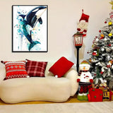 Diamond Painting for Adults 5D Whale Jumping into The Sea Full Drill Diamond Art Kit, DIY Whale Gem Painting Set Bedroom Living Room Wall Decor Gifts 12x16 inch KAYEIUU