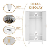 XIUSVON Metal armoire Wardrobe Closet with Hanging Rod,71'' Metal Wardrobe Cabinet with 2 Doors and 2 Adjustable Shelves, Bedroom armoires,Laundry Room cabinets,armario de ropa Closet(Classic, White) XIUSVON