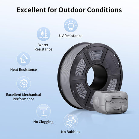 ANYCUBIC ASA Filament 1.75mm, Weather & Heat Resistant, 3D Printer Filament Suitable for Printing Outdoor Functional Parts, Dimensional Accuracy +/- 0.02mm, 1KG Spool, Gray ANYCUBIC