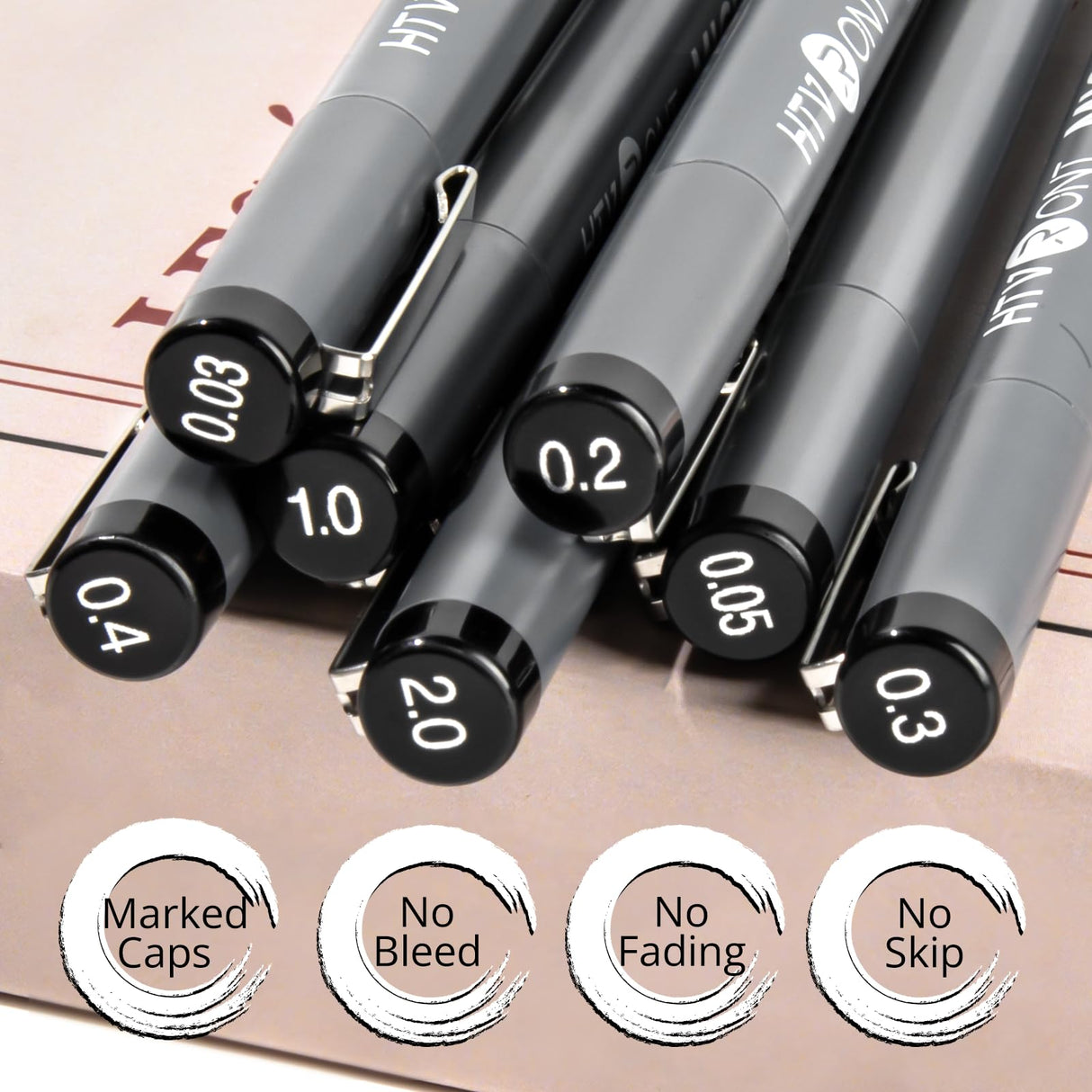 HTVRONT Micro Pens Fineliner Drawing Pens - 13 Pack Artist Pens Fine Liners Sketch Pens Set - 1HB Pencil & 12 Sizes Black Waterproof Archival Ink Pens for Artists Drawing, Anime Christmas Art Supplies HTVRONT