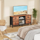 Furologee TV Stand Dresser with 4 Drawers, Small TV Console Table with Open Shelf, Entertainment Center for 50" TV, Industrial Media Center for Bedroom, Living Room, Rustic Brown Furologee