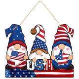 Jetec 4th of July Independence Day Decorations American Patriotic Rustic Wooden Plaque with Rope, Wood American Flag for Front Door Porch Wall Window(Gnome Style) Jetec