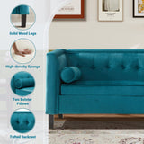 Dreamsir 78'' W Velvet Sofa, Mid-Century Love Seats Sofa Furniture with Bolster Pillows, Button Tufted Couch for Living Room, Tool-Free Assembly (Sofa, Peacock Blue) Dreamsir