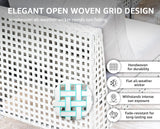 NICESOUL 7 Pieces 25.6" Deep Seat Patio Conversation Sets, White Open Weave Rattan Durable Patio Sectional Sofa, Weather Resistant Outdoor Seating Set for Backyard Terrace Porch, Light Grey NICESOUL