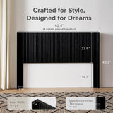 mopio Brooklyn Headboard, 62.4" Wide Headboard Only, Wood Headboard, Modern Farmhouse, Boho, Wall Mount, Fluted Panel, Wingback Design (Black Oak, Queen) mopio