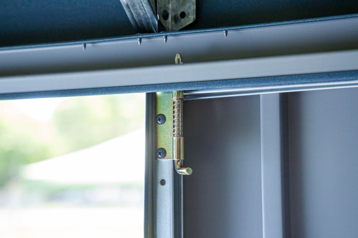 Arrow Shed Elite 12' x 16' Tall Outdoor Steel Storage Shed with High Gable and Lockable Doors Storage Building, Blue Grey Arrow