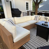TECOSARA Patio Cushion Covers for 7 Pcs Outdoor Sectional Sofa, Outdoor Cushion Covers for 7 Pieces 6-Seater Wicker Rattan Conversation Set, Cushion Seat Covers for Patio Furniture, Antique Beige TECOSARA