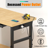 Granper 48" Work Bench with Drawers, Adjustable Height Workbench with Wheels and Power Outlets, Heavy-Duty 3000 LBS Capacity Wood Work Table for Garage, Workshop, Office, Home Granper